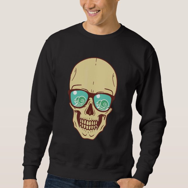 Sunglasses Wave Skull Heads Grunge Punk Metal Sweatshirt (Vorderseite)