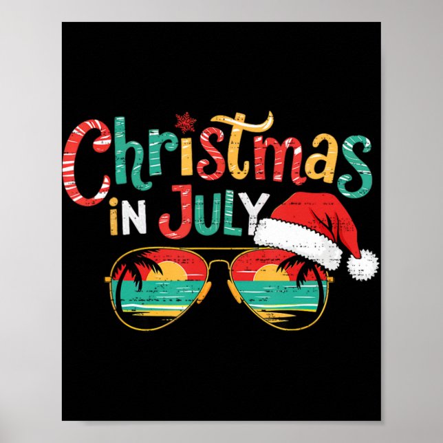 Sungled Christmas In July Summer Xmas Beach Vac T  Poster (Vorne)