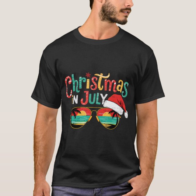 Sungled Christmas In July Summer Xmas Beach Vac T  T-Shirt (Vorderseite)