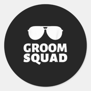 Sungles Groom Squad Funny Crew Bachelor Wedding Pa Runder Aufkleber