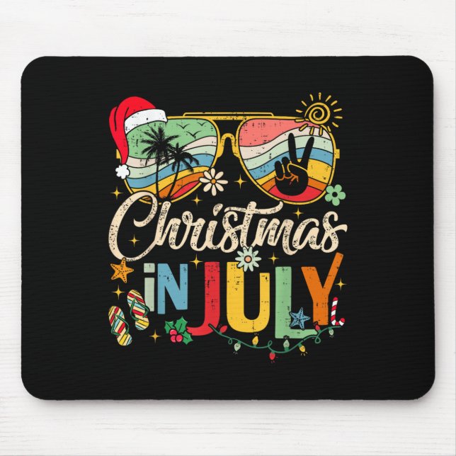 Sungles Santa Claus Beach Christmas In July Men Wo Mousepad (Vorne)