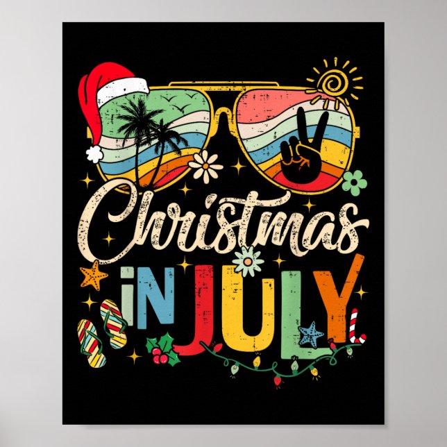 Sungles Santa Claus Beach Christmas In July Men Wo Poster (Vorne)