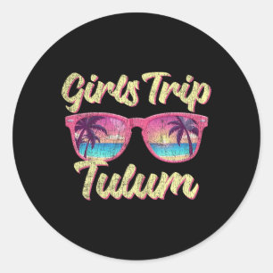 Sungles Strand ies Urlaub Mädchen Reise Tulum Mexi Runder Aufkleber