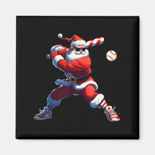 Sungles Weihnachtsmann spielt Baseball-Weihnachts- Magnet
