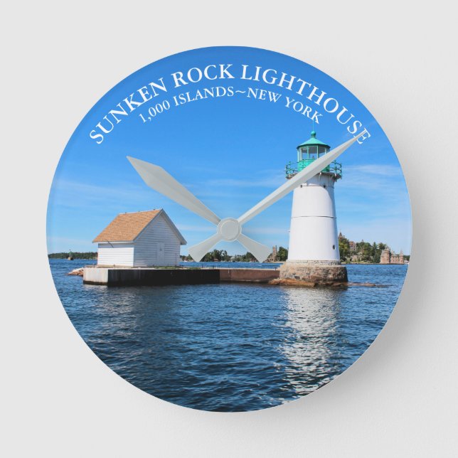 Sunken Rock Lighthouse, New York Clock Runde Wanduhr (Vorderseite)