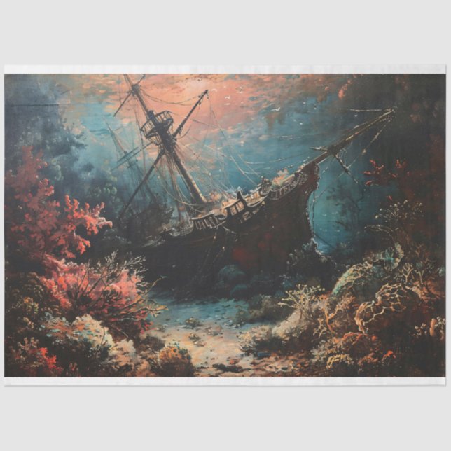 Sunken Ship Nautical Decoupage Seidenpapier (Vorderseite)
