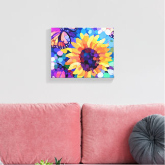 Sunlight & Butterflies Sunflower Canvas Art Leinwanddruck