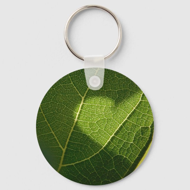 Sunlight Heart on Leaf Keychain Schlüsselanhänger (Vorderseite)