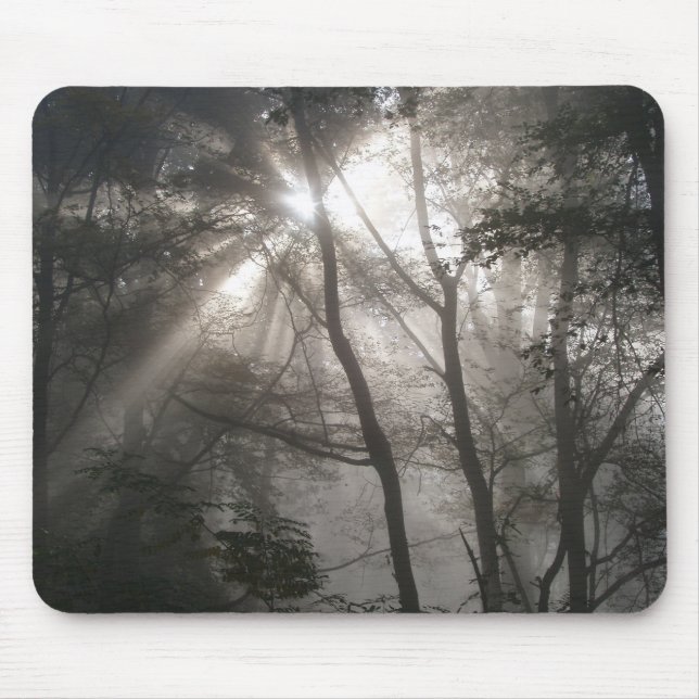 Sunlight Through Trees Dark Woodland Mousepad (Vorne)