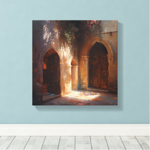 Sunlit Archway - Zeitlose alte Türendrucke Leinwanddruck