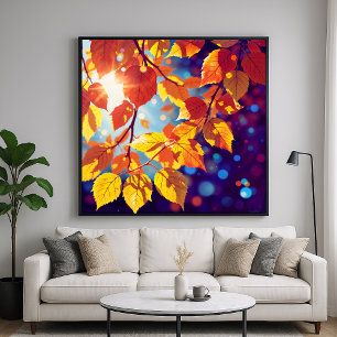 Sunlit Autumn Leaves - Detaillierte Illustration S Poster