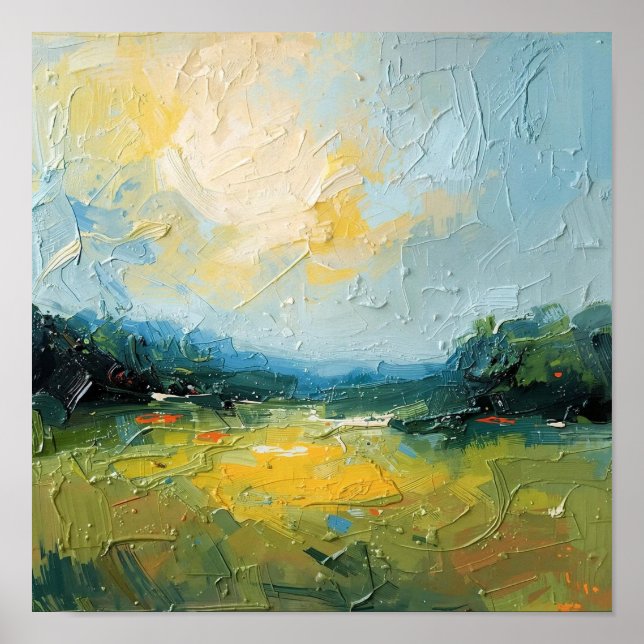 Sunlit Beach with Trees – Square Poster, Vibrant W Poster (Vorne)