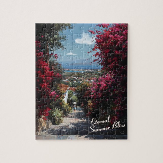 Sunlit Bougainvillea Path Art Puzzle (Vertikal)