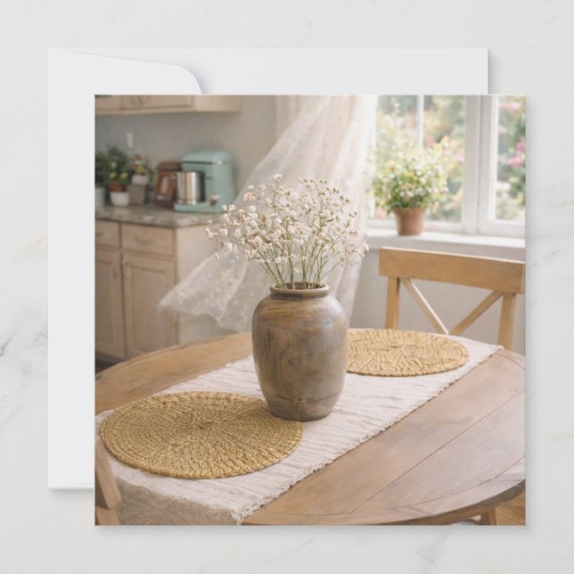 Sunlit Cottage Table Card – French Country Karte (Vorderseite)