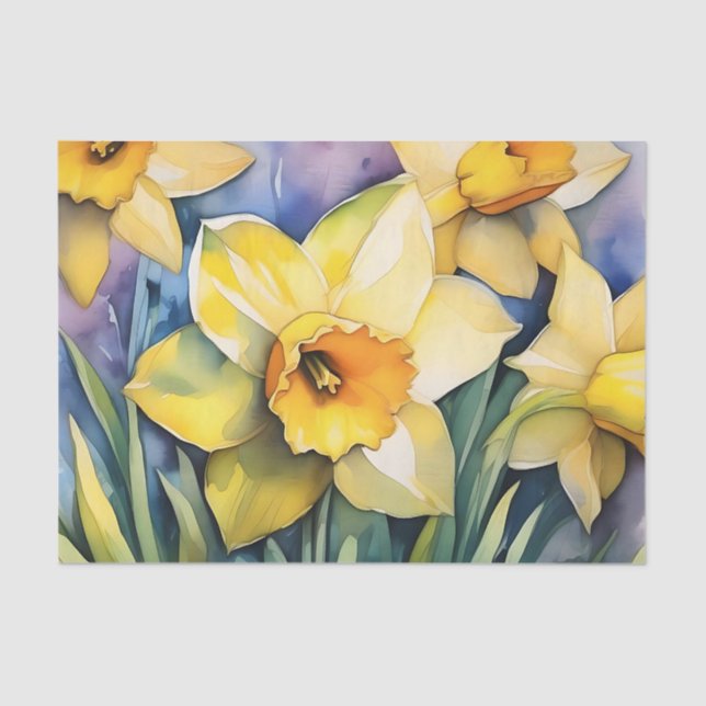 Sunlit Daffodin Wasserfarbe Seidenpapier (Vorderseite)