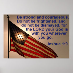 Sunlit Flag mit Joshua 1:9 Poster
