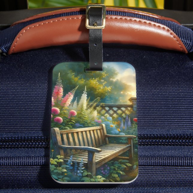 Sunlit Garden Pathway Gate Scene Gepäckanhänger (Vorderseite Insitu 2)