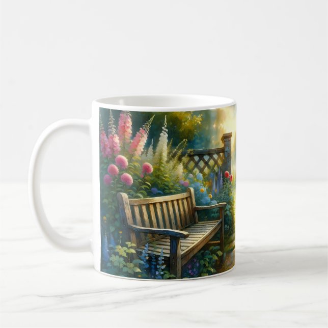 Sunlit Garden Pathway Gate Scene Kaffeetasse (Links)