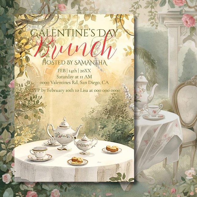 Sunlit Garden Tea Galentine Brunch Soft Florals Einladung (Von Creator hochgeladen)