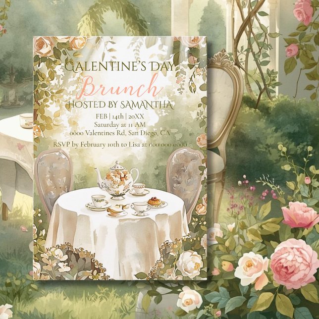 Sunlit Garden Tea Galentine Brunch Soft Florals Einladung (Von Creator hochgeladen)