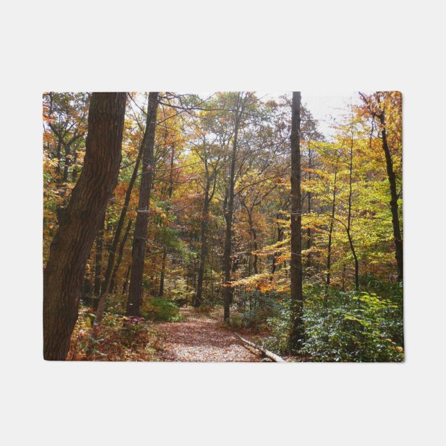 Sunlit Herbstweg im Laurel Hill Staat Park Fußmatte (Vorderseite)