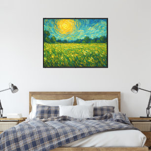Sunlit Meadow in Van Gogh's Dream Leinwanddruck