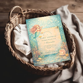 Sunlit Mermaid Reef Baby Shower Einladung