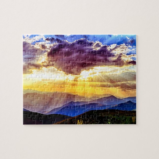 Sunlit Peaks: Wildblumen & Blue Ridges Puzzle (Horizontal)
