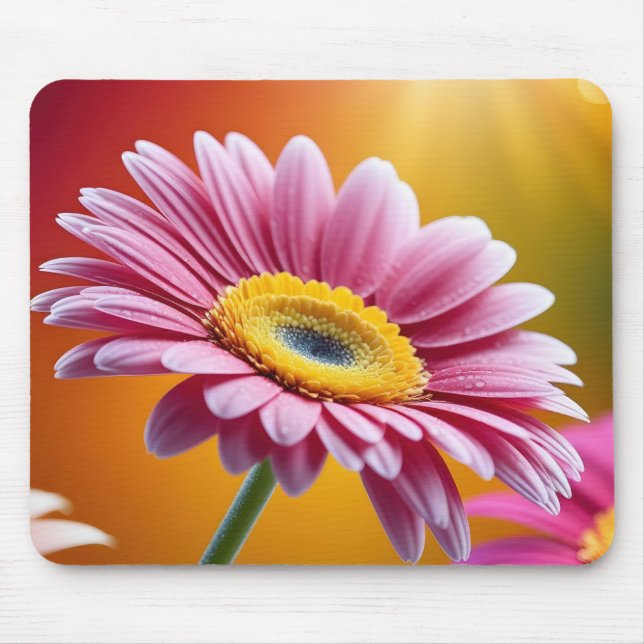 Sunlit pink daisy florale Maus-Pad Mousepad (Vorne)