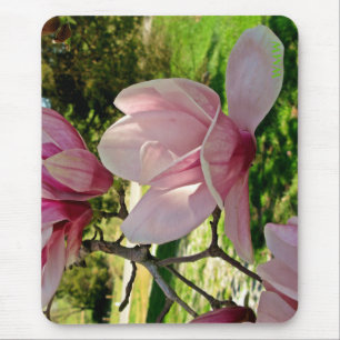Sunlit Pink Magnolia Monogram Mouse Pad Mousepad