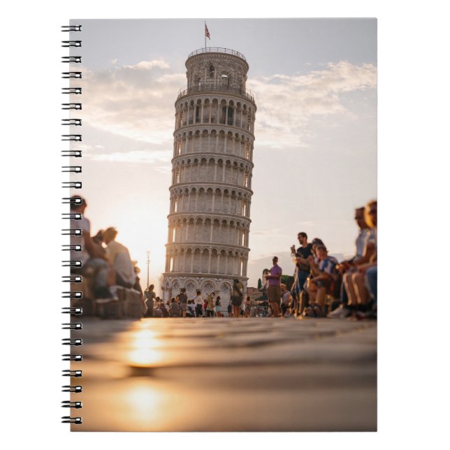 Sunlit Pisa Tower Street View Notebook Notizblock (Vorderseite)