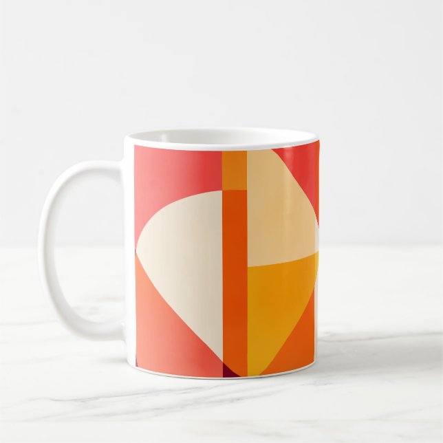Sunlit Plum Orange Geometric Abstract Kaffeetasse (Links)