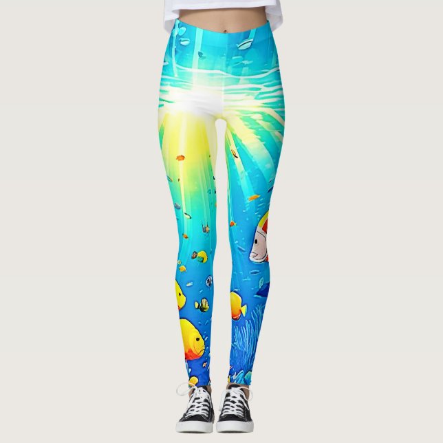 Sunlit Reef Life Glow Kunst Leggings (Vorderseite)