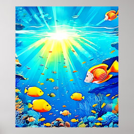 Sunlit Reef Life Glow Kunst Poster