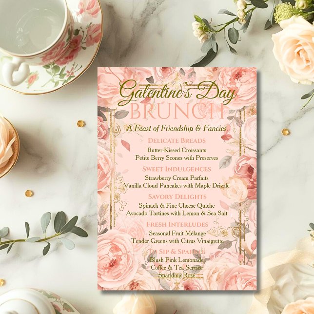 Sunlit Rococo Garden Galentine Brunch Florals Tea Einladung (Von Creator hochgeladen)