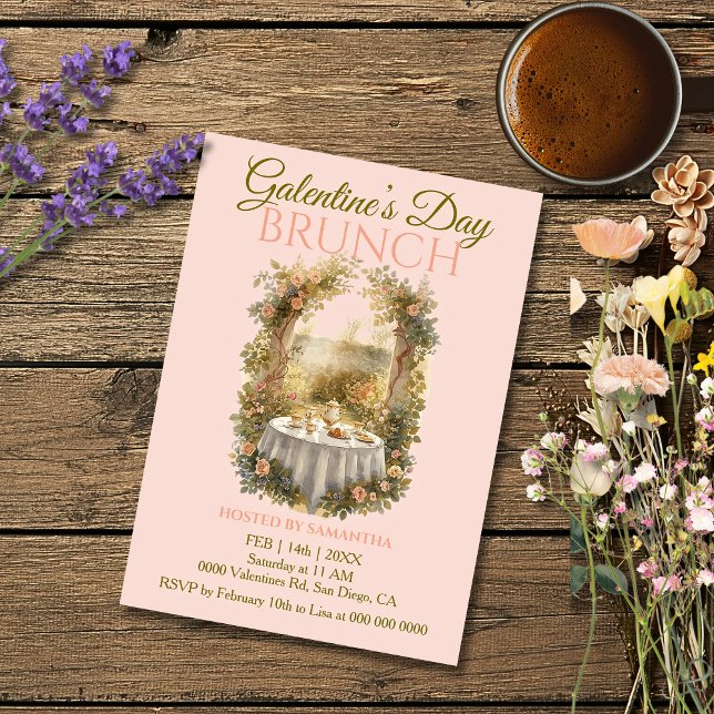 Sunlit Rococo Garden Galentine Brunch Florals Tea Einladung (Von Creator hochgeladen)