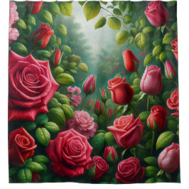 "Sunlit Rose Garden: Taubenküss Blooms" Duschvorhang