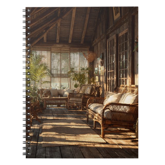 Sunlit Rustic Veranda Notebook Notizblock (Vorderseite)