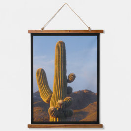 Sunlit Saguaro Cactus Wandteppich Mit Holzrahmen