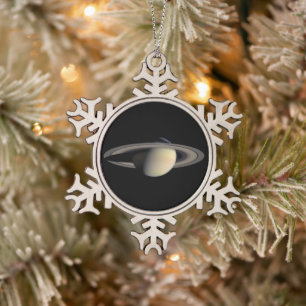 Sunlit Saturn Gas Giant Planet von Cassini Schneeflocken Zinn-Ornament