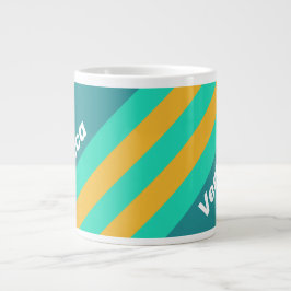 Sunlit Seas Stripes with Name Jumbo-Tasse