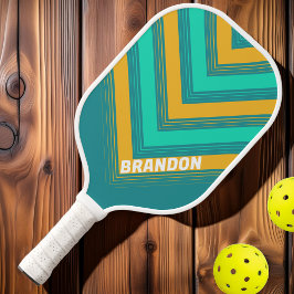 Sunlit Sees Vintage Zickzack Fade mit Namen Pickleball Schläger