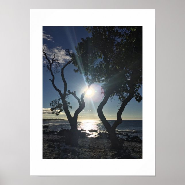 Sunlit Shore Hawaii Blue Color Fotografie Poster (Vorne)
