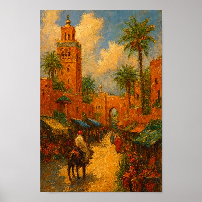 Sunlit Spaziergang durch Marrakech Marocco Vintag Poster (Vorne)