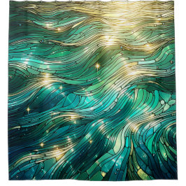 "Sunlit Waves - Vibranming Ocean Art" Duschvorhang