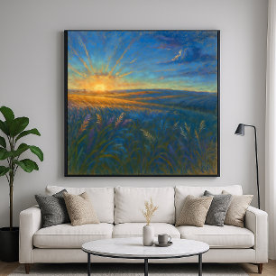 Sunlit Wheat Field - Pastel Impressionismus Stil Poster