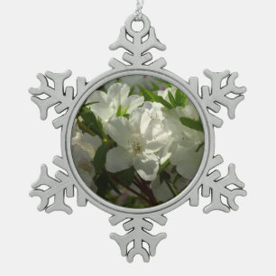 Sunlit White Azaleas Schöne Frühlingsblumen Schneeflocken Zinn-Ornament