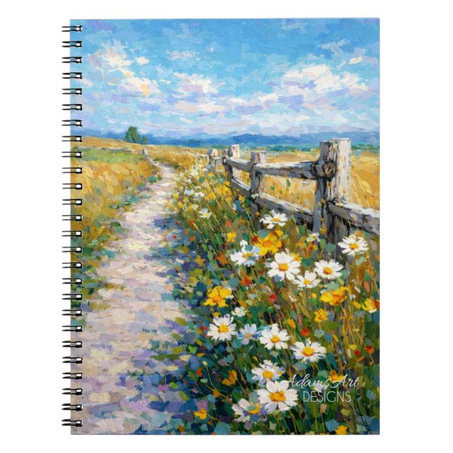Sunlit Wildflower Path Impressionist Meadow Notizblock (Vorderseite)