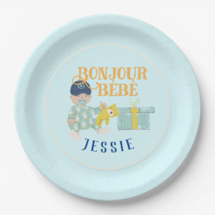 Sunny Aqua Bonjour Boy Baby Pappteller
