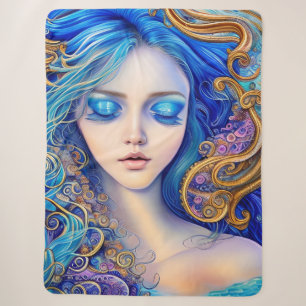 Sunny Azur Ocean Surf Waves Blue Gold Girl del Mal Sherpadecke